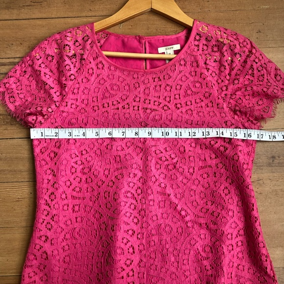 J. CREW Womens Pink Lined Lace Scalloped Cap Sleeve Round Neck Blouse Top Sz 00 - Picture 8 of 8
